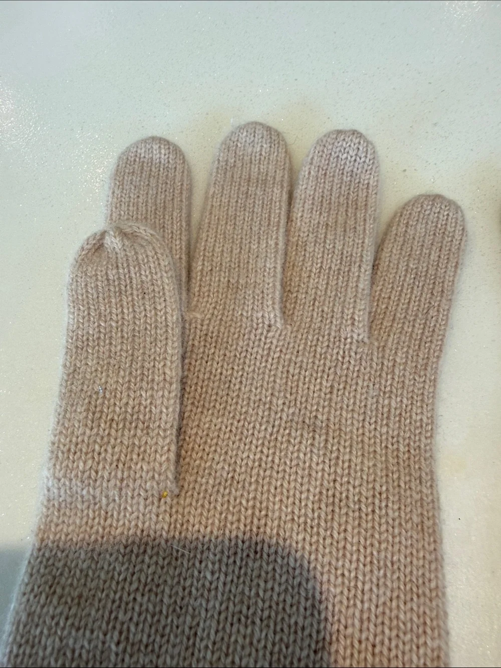 Cashmere Soft Cable-Knit Long Gloves in Light Beige